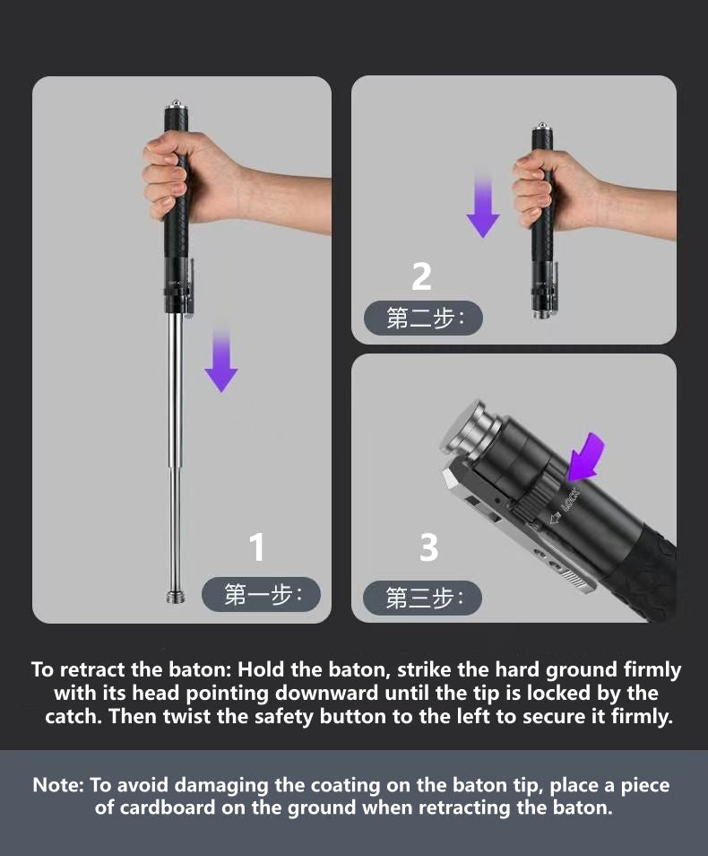 21-32 Inch Automatic Telescopic Baton Portable Expandable Baton Anti-Slip Self Defense Stick for Personal Protection