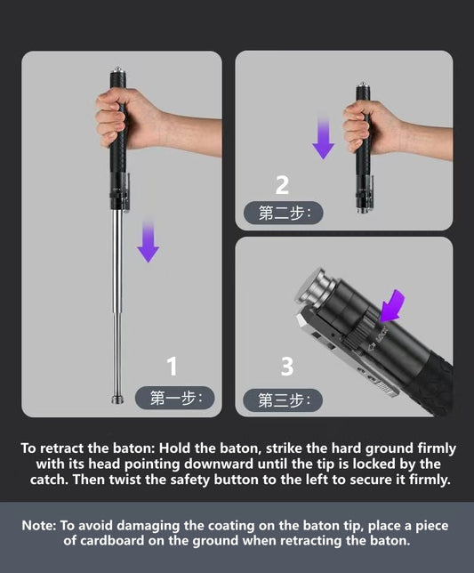 21-32 Inch Automatic Telescopic Baton Portable Expandable Baton Anti-Slip Self Defense Stick for Personal Protection